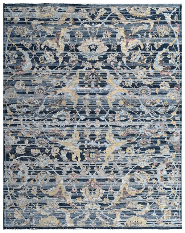 Midnight Relic Hand Knotted Wool & Bamboo Silk Rug