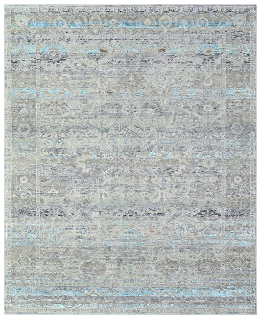 Pewter Mist Hand Knotted Wool & Bamboo Silk Rug