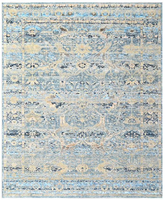 Aqua Patina Hand Knotted Wool & Bamboo Silk Rug