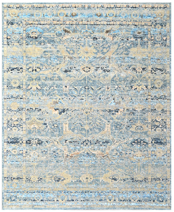 Aqua Patina Hand Knotted Wool & Bamboo Silk Rug