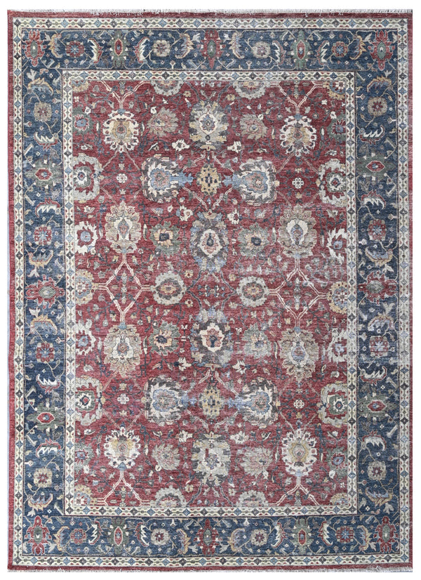 Royal Heritage Red Blue Hand Knotted Oxidized Rug