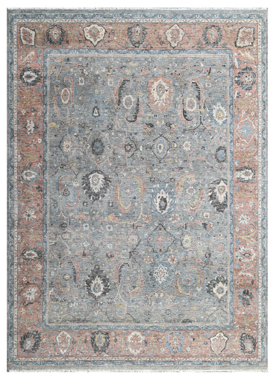 Vintage Slate Rust Hand Knotted Wool Rug