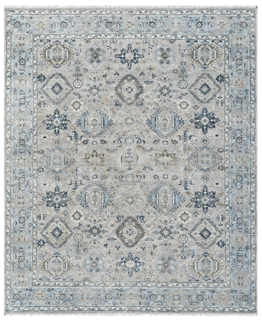 Muted Gray Hand Knotted Wool Rug