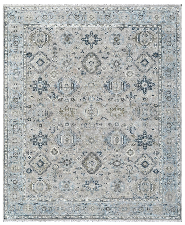 Muted Gray Hand Knotted Wool Rug