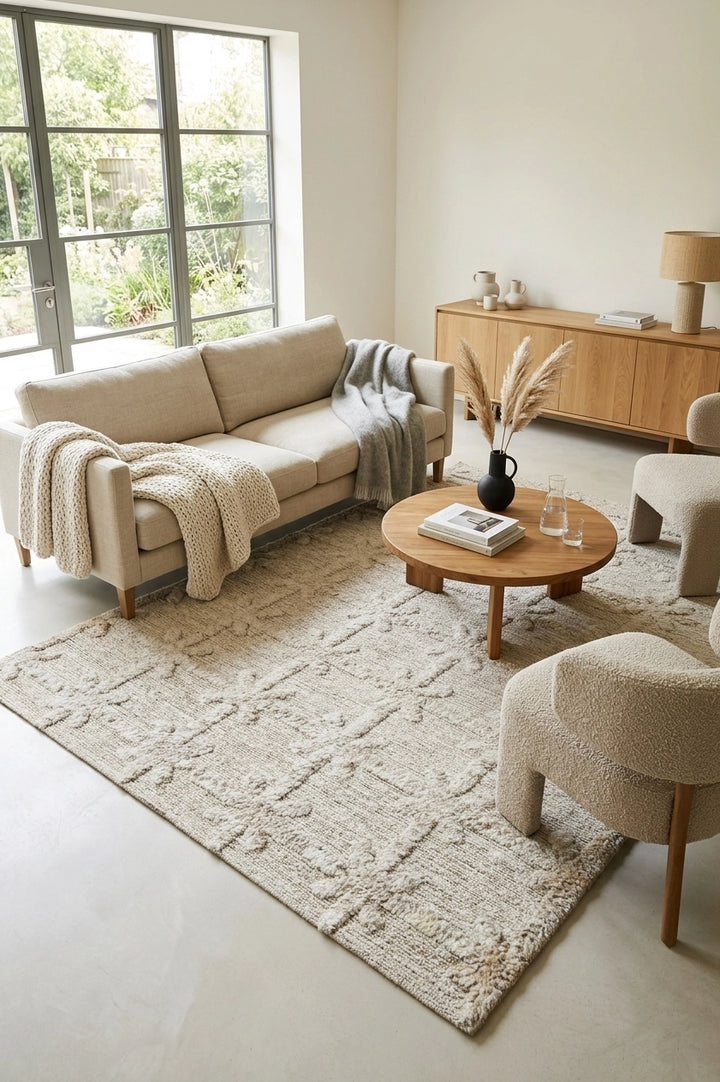 Ivory Haven Textured Hand Woven Jute Rug