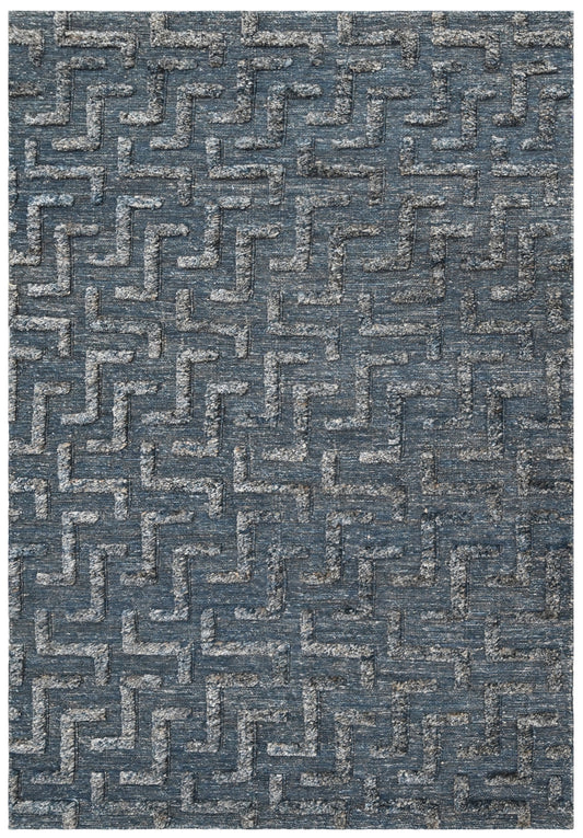 Ebony Maze Geometric Hand Woven Organic Jute Rug