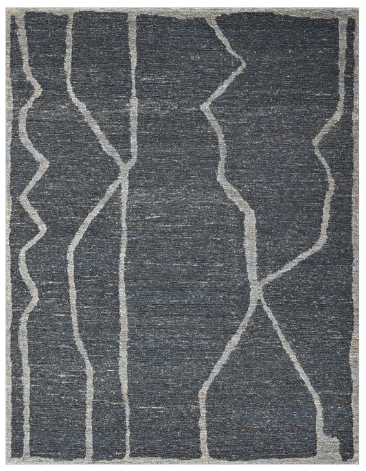 Midnight Rift HandKnotted Jute Organic Rug