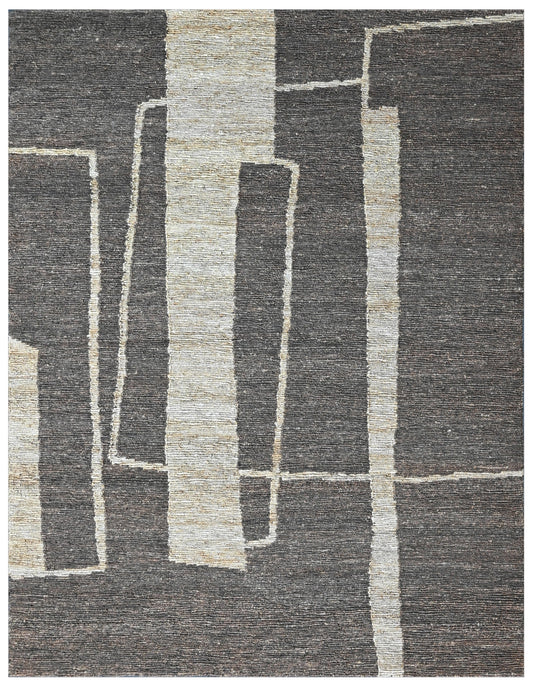 Urban Grid Noir HandKnotted Jute Organic Rug