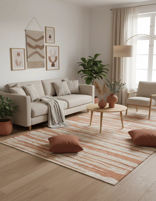 Desert Flow Terracotta HandKnotted Jute Organic Rug