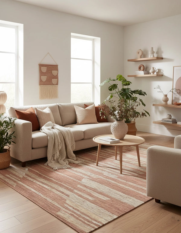 Terracotta Horizon HandKnotted Jute Organic Rug