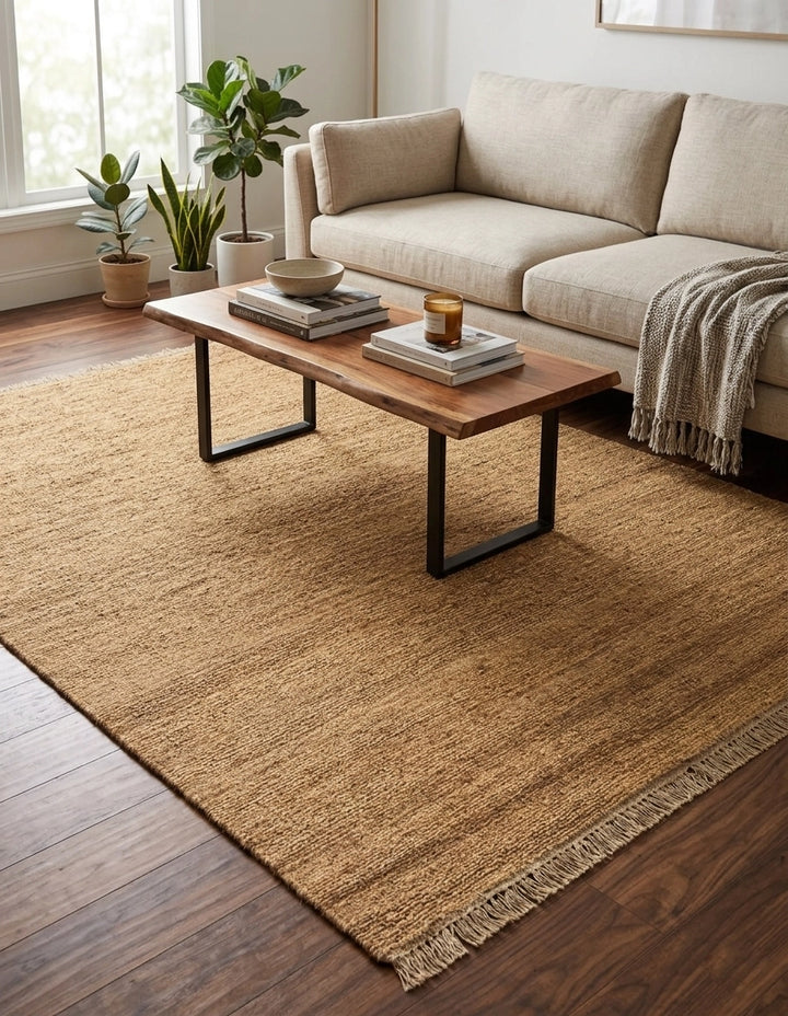 Golden Earth Hand Knotted Jute Area Rug