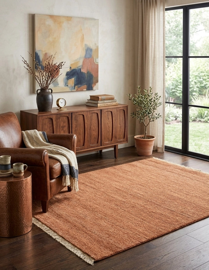 Terracotta Luxe Hand Knotted Jute Area Rug