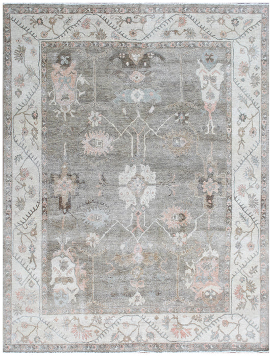 Olive Mist Hand Knotted Wool Vintage Rug