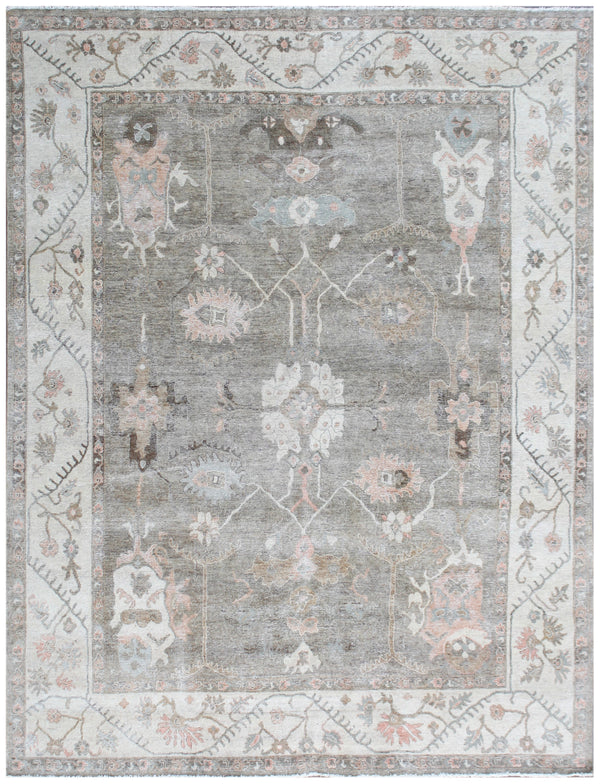 Olive Mist Hand Knotted Wool Vintage Rug