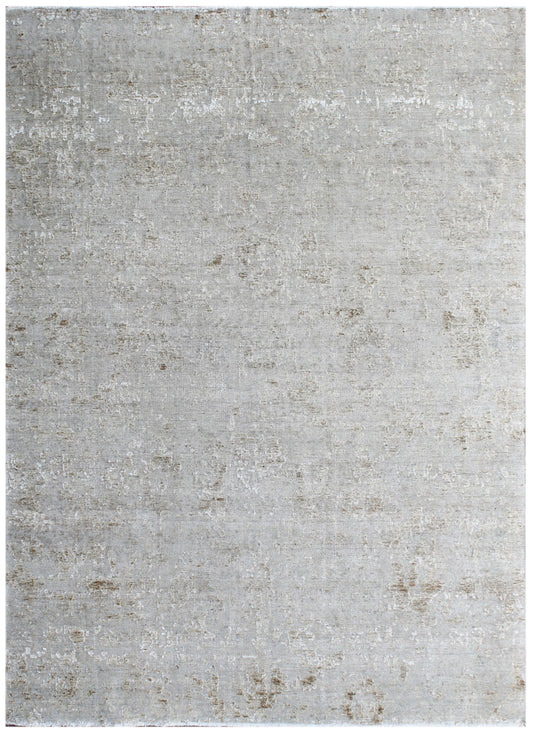 Camel Green Hand Knotted Distressed Low Contrast Wool Area Rug