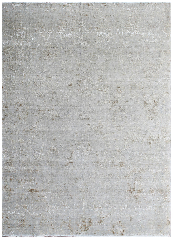 Camel Green Hand Knotted Distressed Low Contrast Wool Area Rug