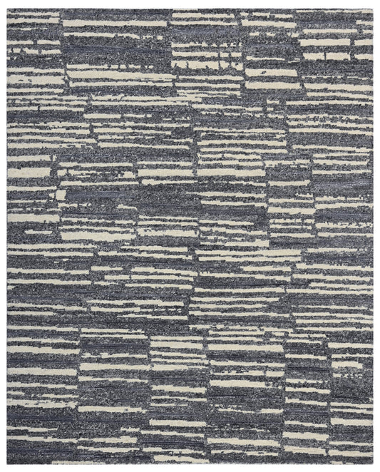 Modern Striped Hand Knotted Rug