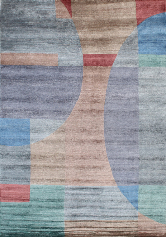Echoes of Geometry Hand Knotted Rug
