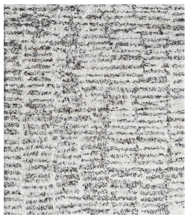 Taupe Cream Linear Abstract Hand Knotted Wool Rug