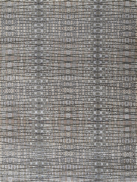 Light Brown Modern Hand Knotted Wool Area Rug
