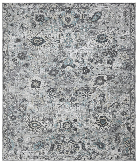 Silver Turquoise Vintage Hand Loom Area Rug