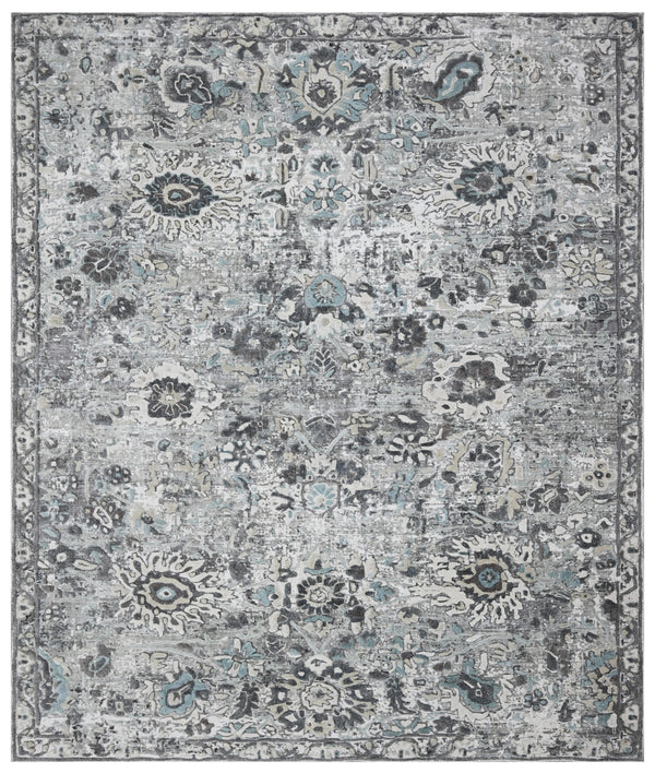 Silver Turquoise Vintage Hand Loom Area Rug