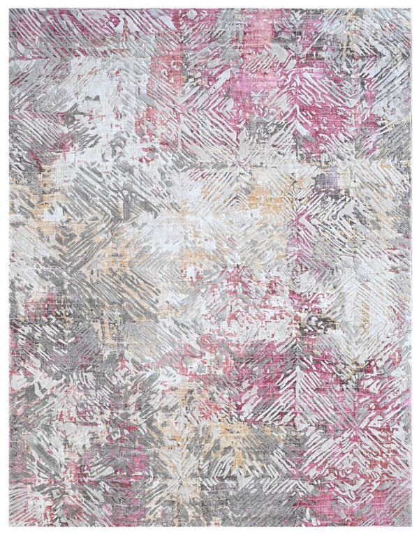 Peach Gold Abstract Distressed Hand Loom Rug