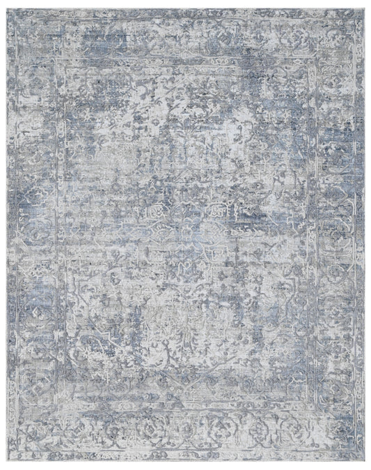 Silver Indigo Vintage Distressed Hand Loom Rug