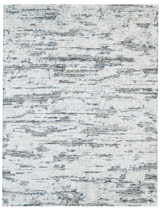 Textured Ivory Blue Hand Knotted Rug