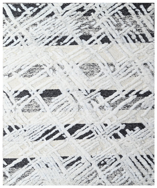 Textured Geometric Hand Knotted Rug