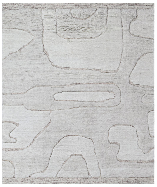 Abstract Lite Pink Hand Knotted Rug