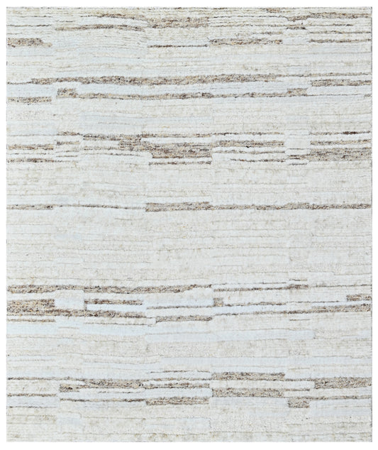 Ivory Camel Textured Wool Hand Knotted Rug