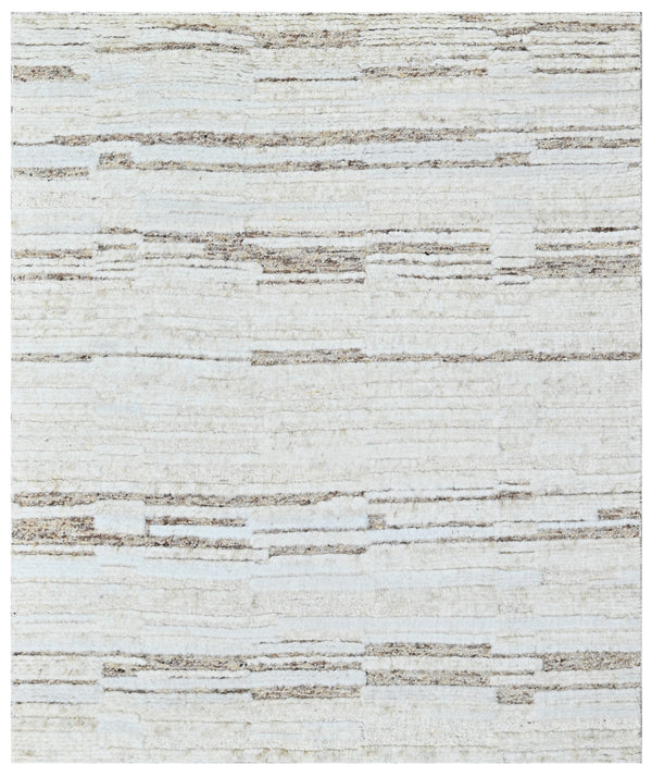 Ivory Camel Textured Wool Hand Knotted Rug