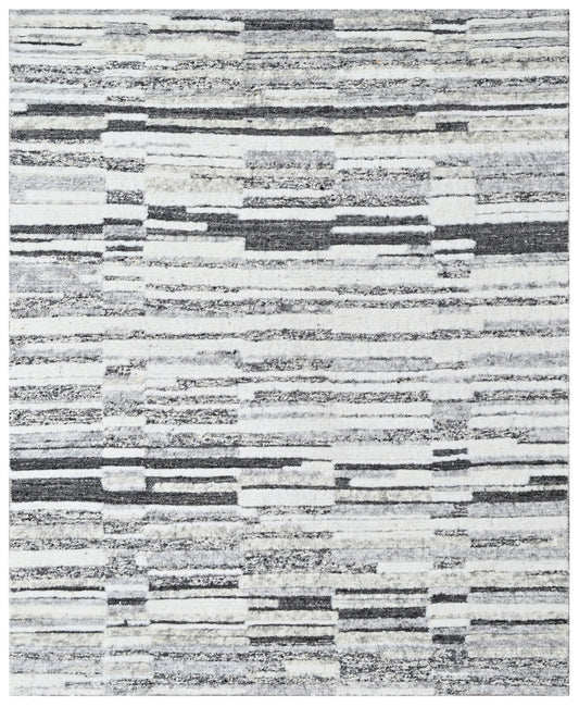 Modern Grey Silver Textured Wool Rug