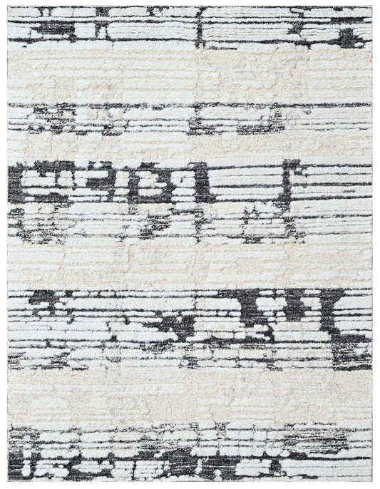 Modern Abstract Grey Hand Knotted Rug