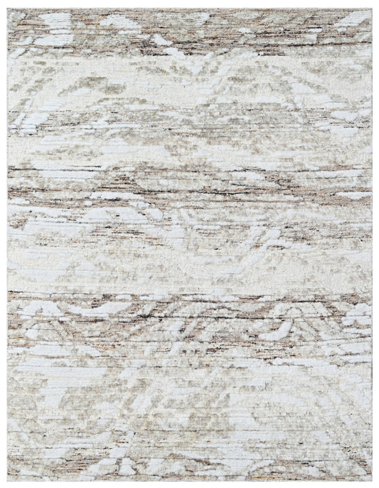 Neutral Linen Abstract Hand Knotted Rug