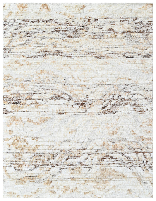Sand Beige Abstract Hand Knotted Rug