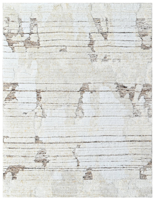 Beige Abstract Hand Knotted Rug