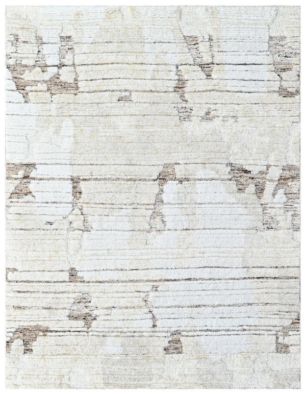 Beige Abstract Hand Knotted Rug