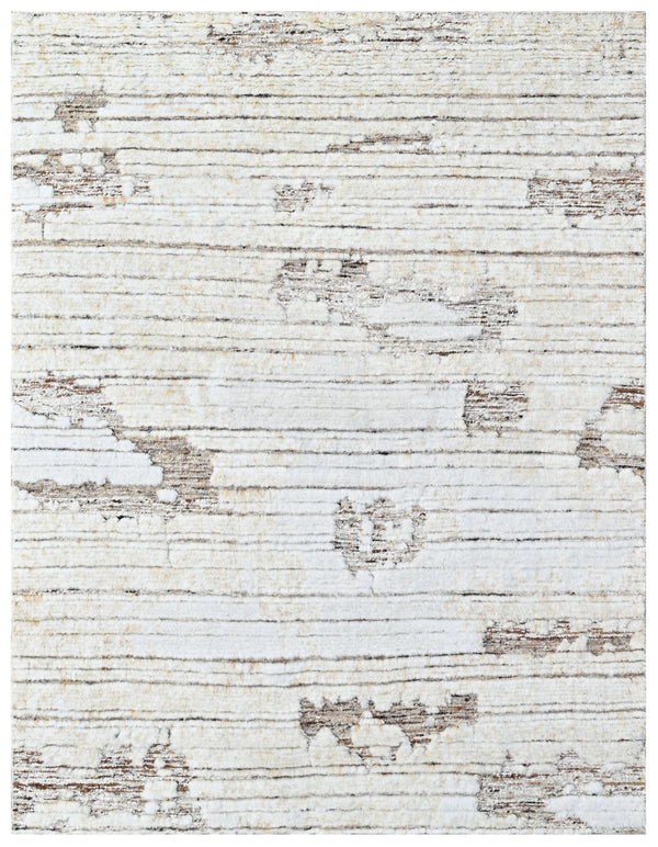 Honey Beige Abstract Hand Knotted Rug
