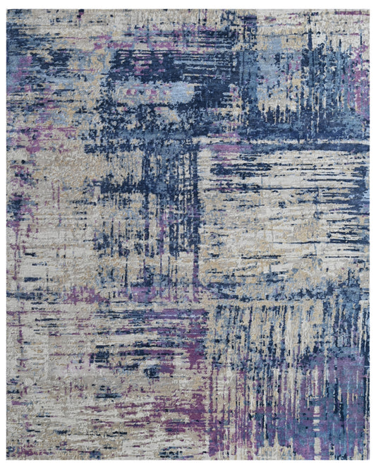 Orchid Multi Hand Knotted Wool Abstract Striated Rug