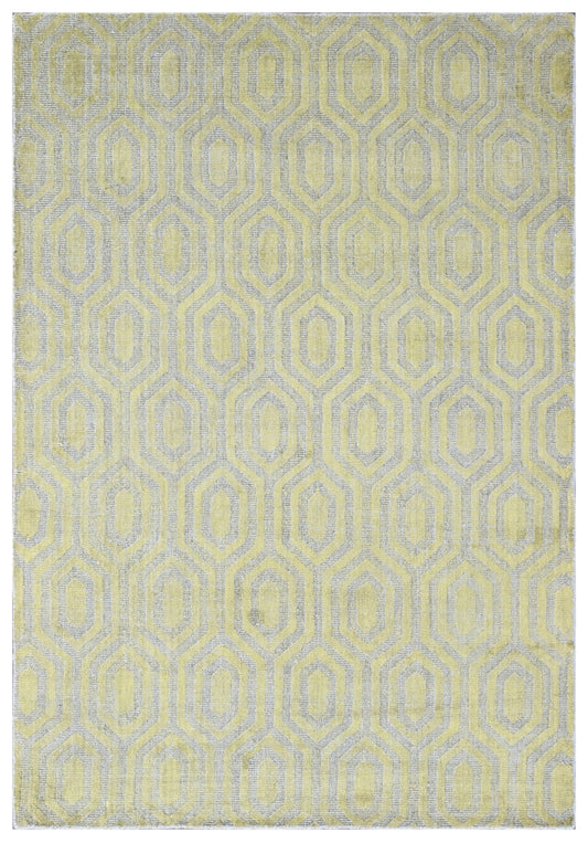 Olive Green Honeycomb Hand Woven Wool Area Rug