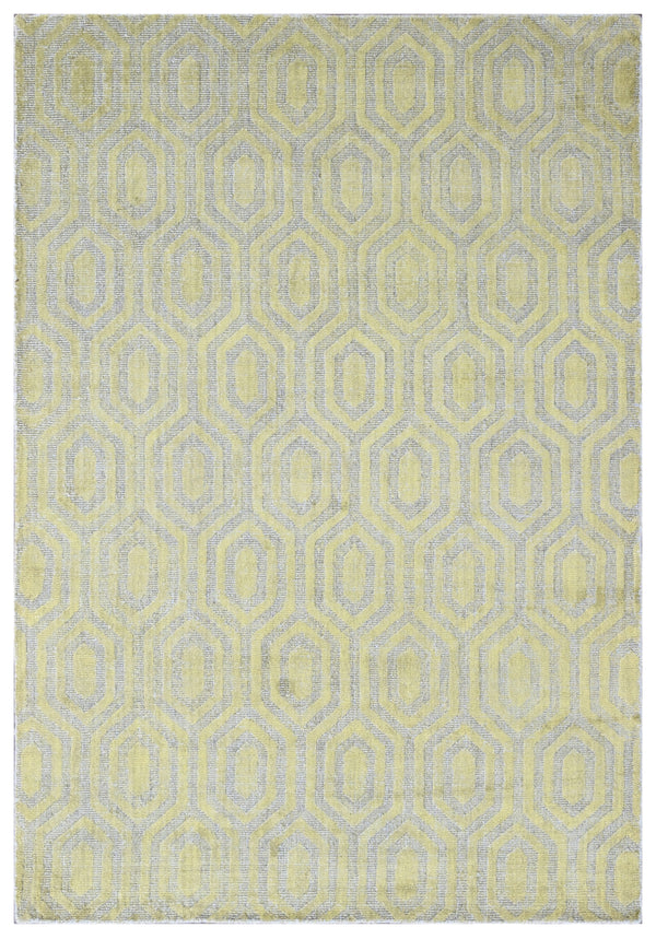 Olive Green Honeycomb Hand Woven Wool Area Rug
