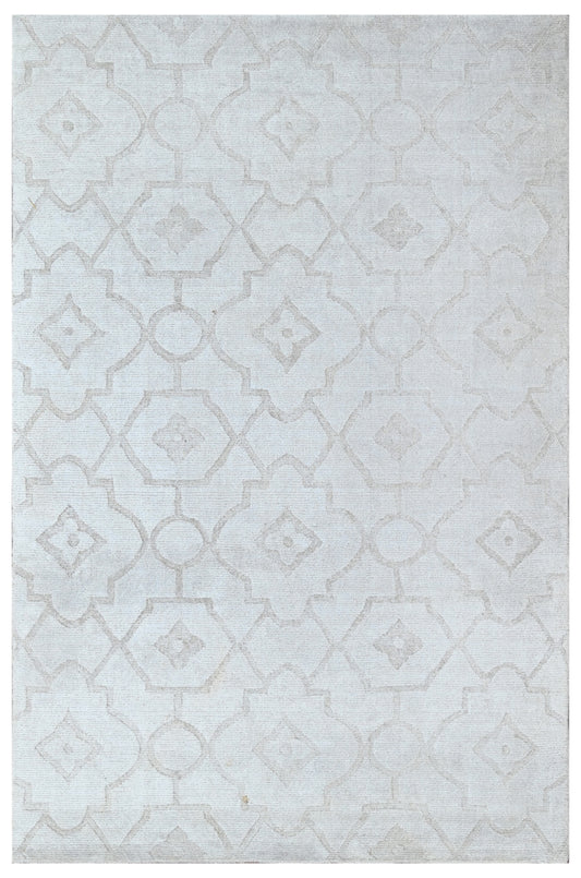 Light Grey Trellis Hand Woven Wool Area Rug