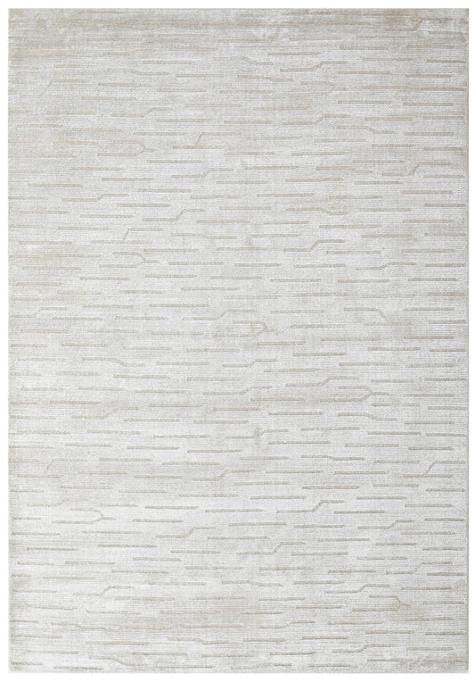 Beige Abstract Linear Hand Woven Wool Area Rug