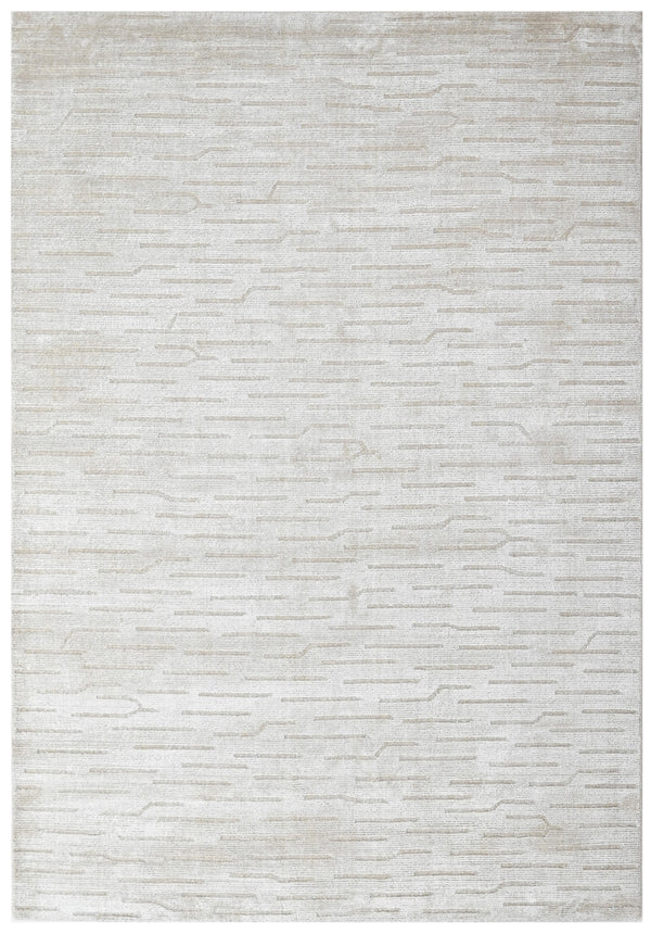 Beige Abstract Linear Hand Woven Wool Area Rug