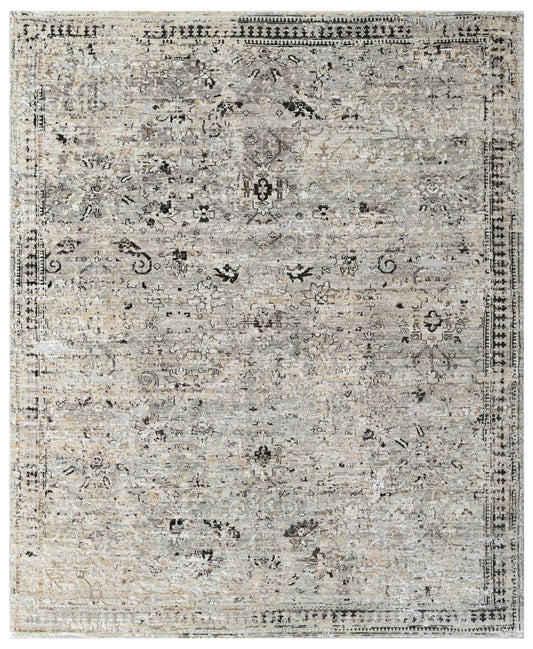 Taupe Hand Knotted Wool & Lurex Rug