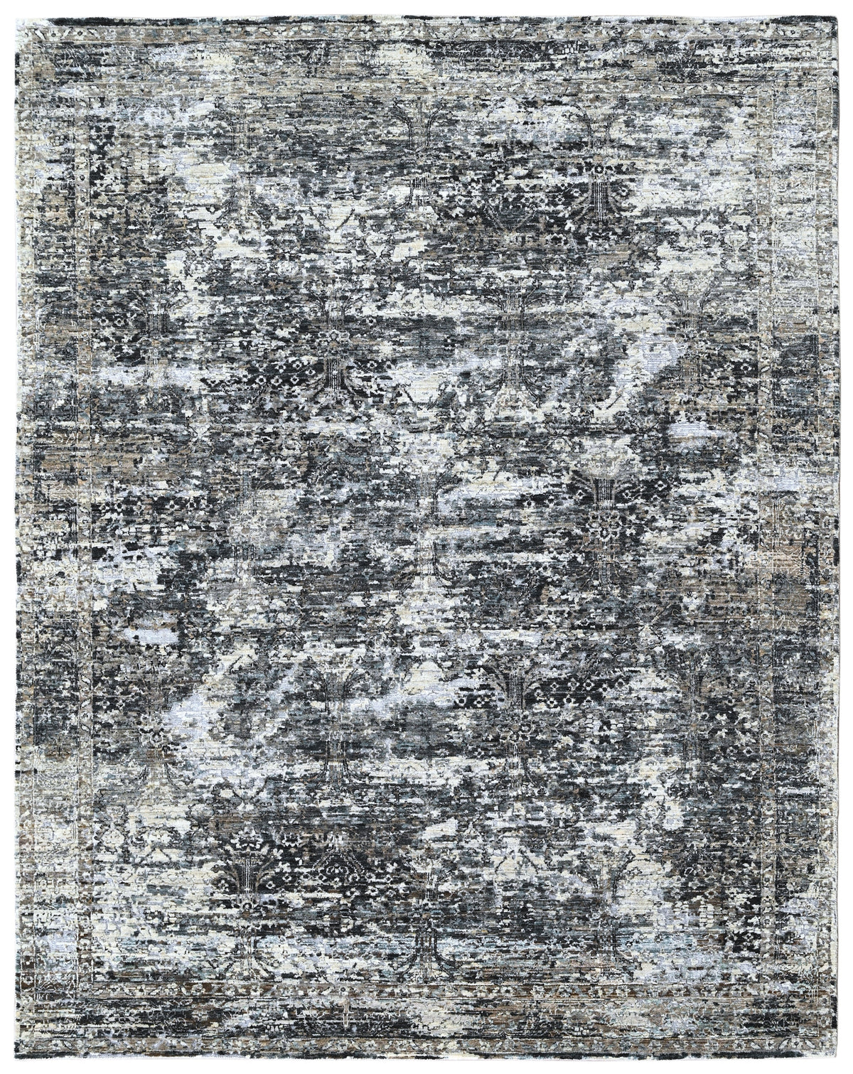 Indigo Hand Knotted 100% Wool Carpet | Vintage Rug by Bhadohi Carpets
