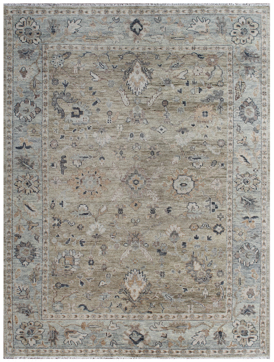 Beige Silver Vintage Hand Knotted Wool Rug