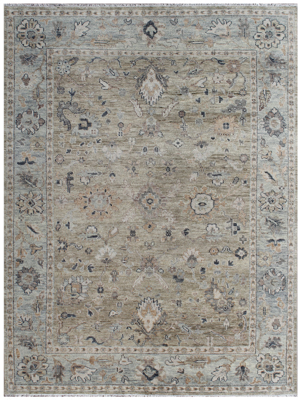 Beige Silver Vintage Hand Knotted Wool Rug